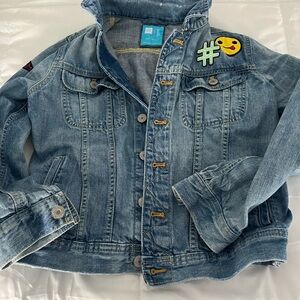 GAP Kids Blue Denim Jacket with Emoji Patch
